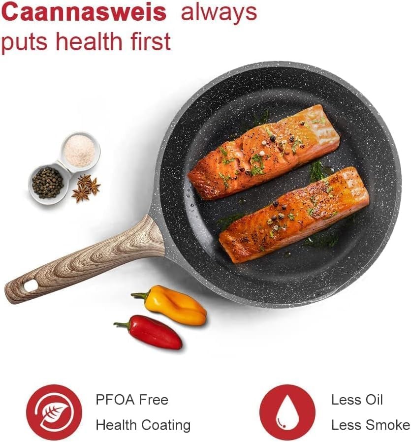 8 Inch Gray Granite Non Stick Frying Pan Induction Compatible