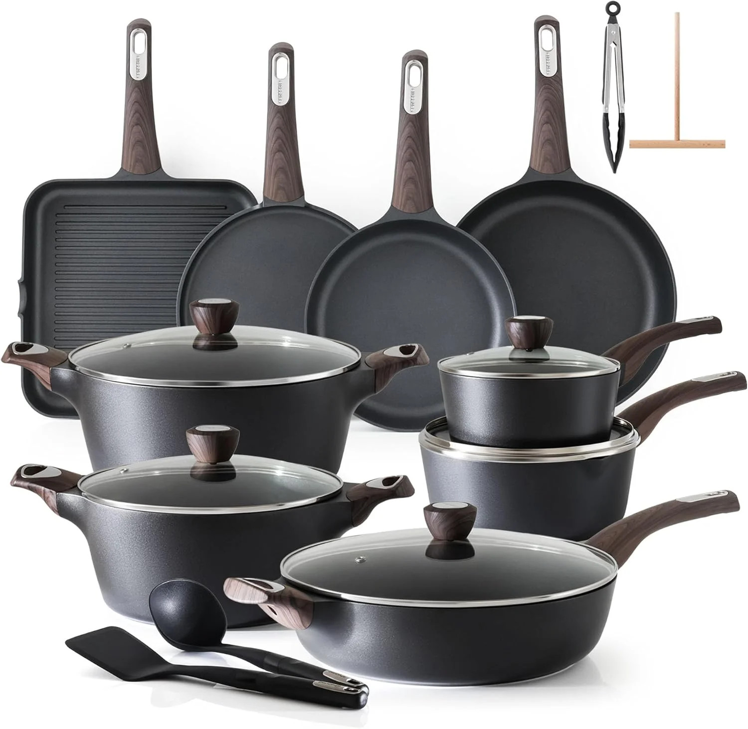 SENSARTE Pots and Pans Set Non stick, Non toxic Healthy Induction Cookware Sets,