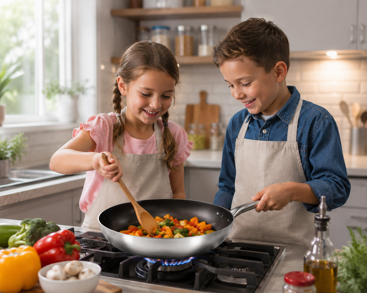 12 Inch Nonstick Frying Pan Aluminum Alloy Stainless Steel Steak Skillet