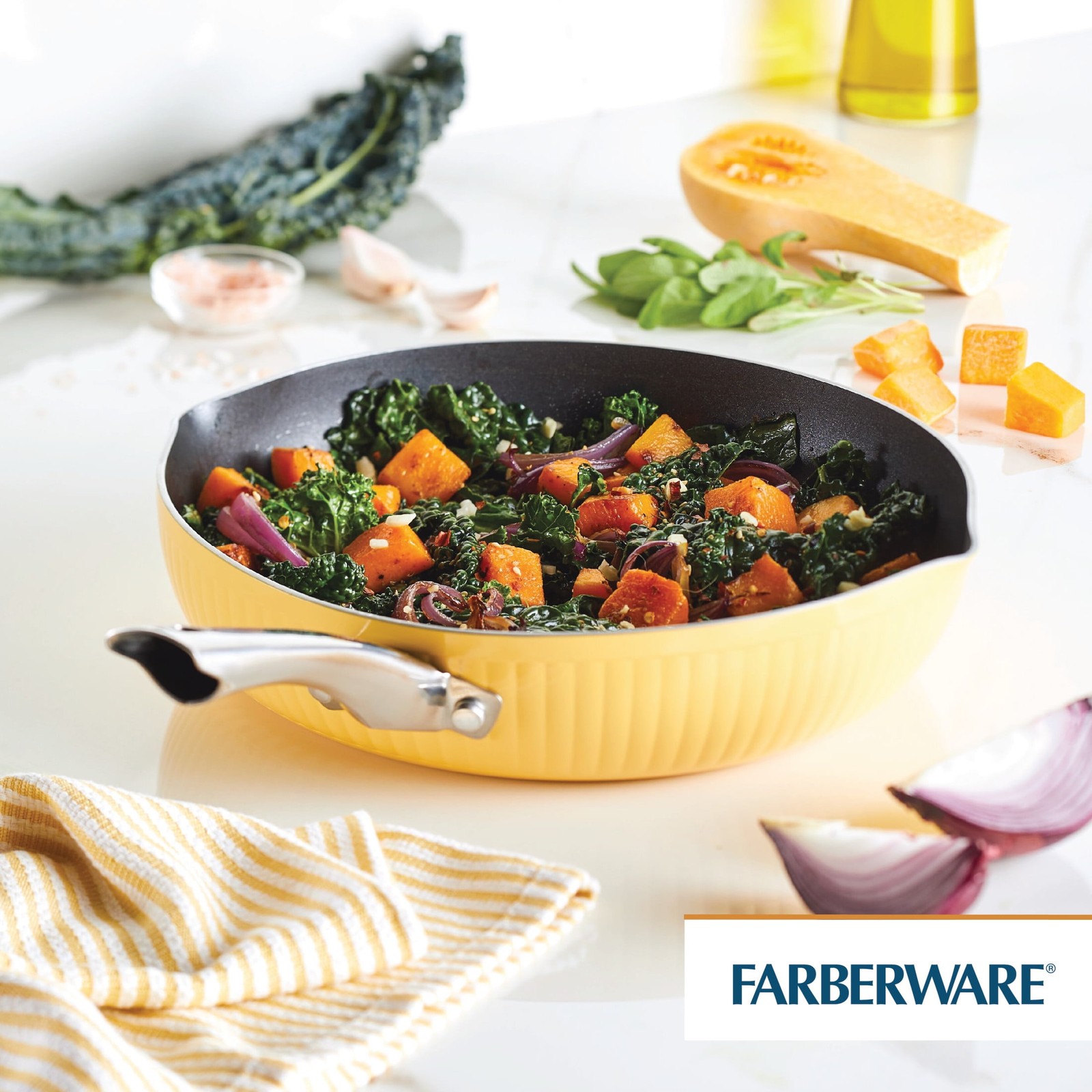 Style 11.25 Inch Nonstick Frying Pan Dishwasher Safe & Oven Safe to 500°F Yellow