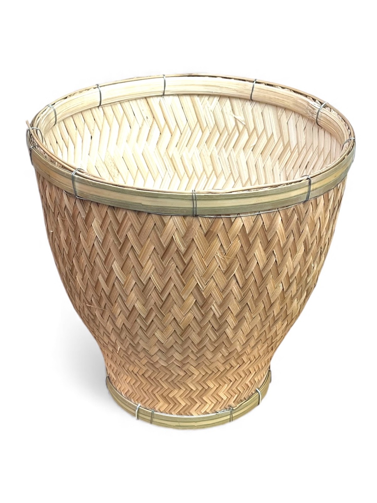 Thai Sticky Rice Steamer Set 2 pcs | 24 cm Aluminum Pot + 26 cm Bamboo Basket |