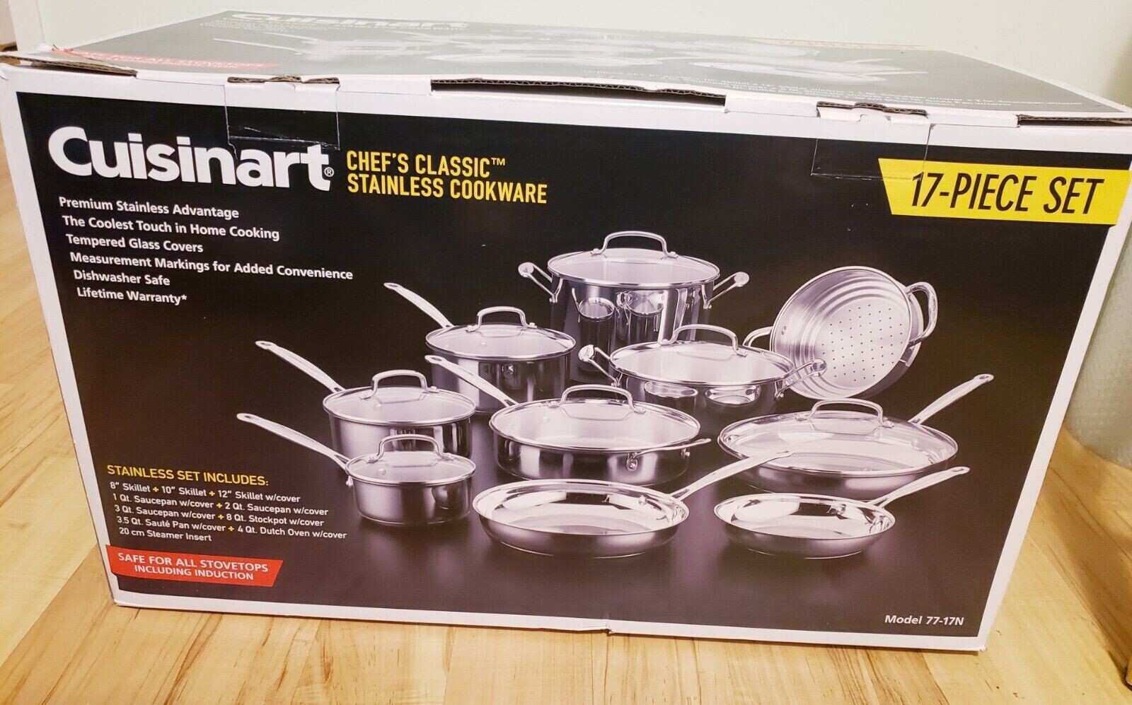 New Cuisinart 17-pc. Chef’s Classic Stainless Steel Cookware Set 77-17N