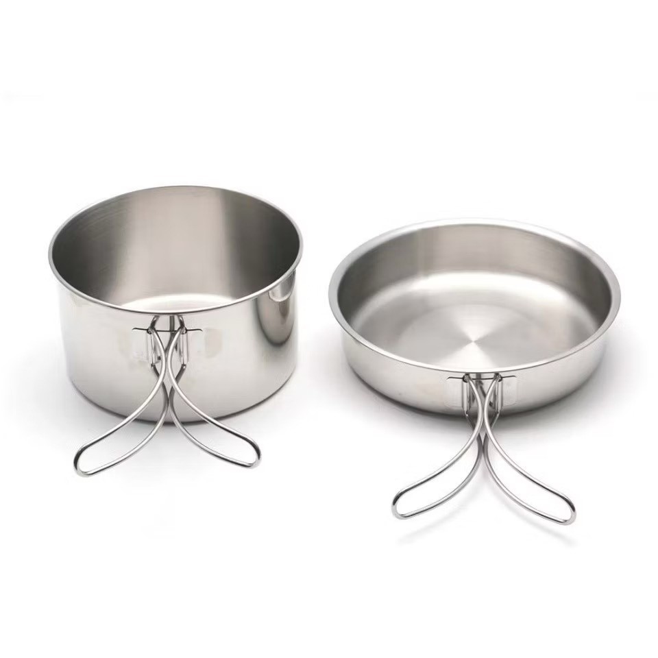 3pcs Zebra Stainless Steel Pot & Pan Set Portable Camping and Travel with Bag