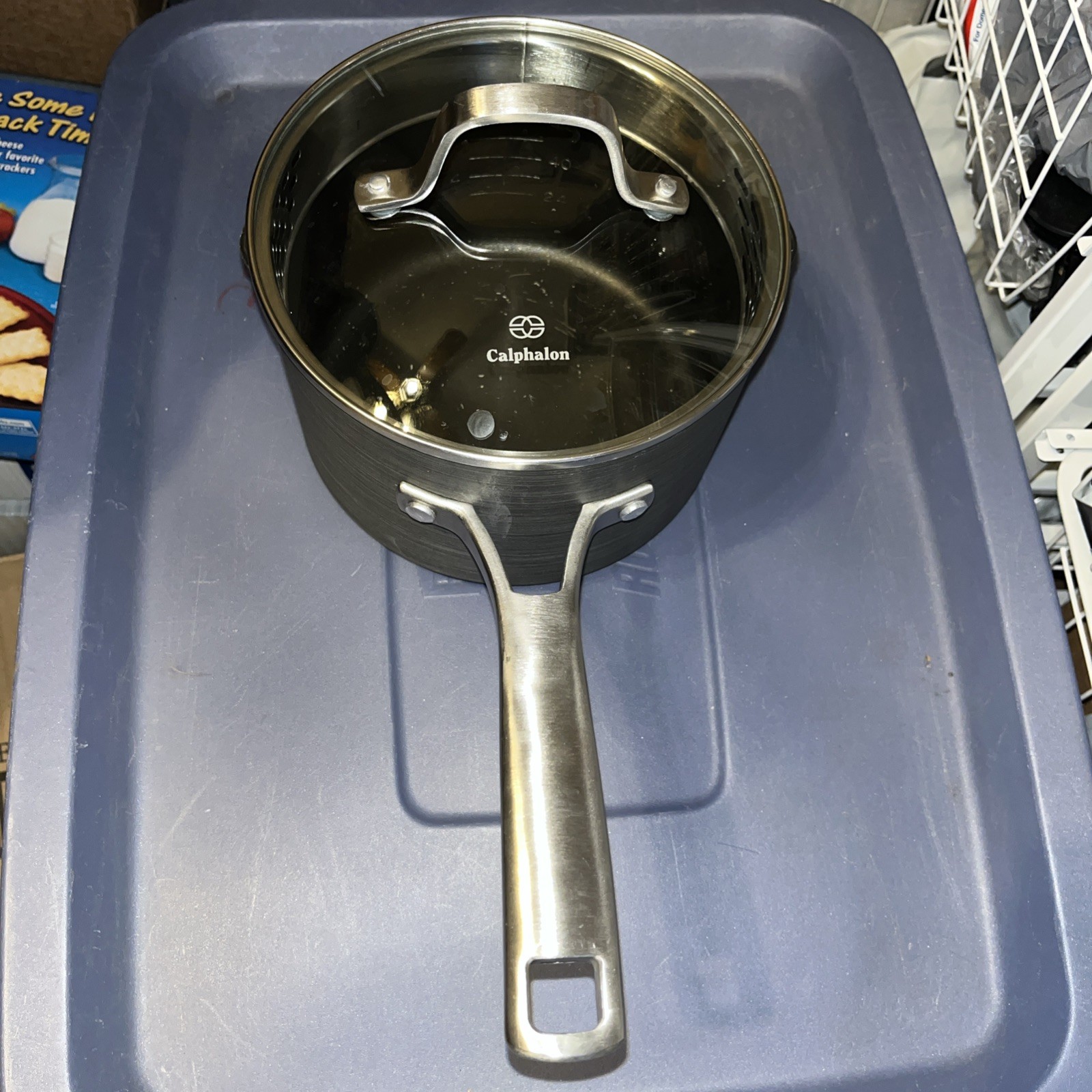 Calphalon Classic 2.5 Qt Hard Anodized Saucepan Gray 87025 Nonstick With Lid GUC