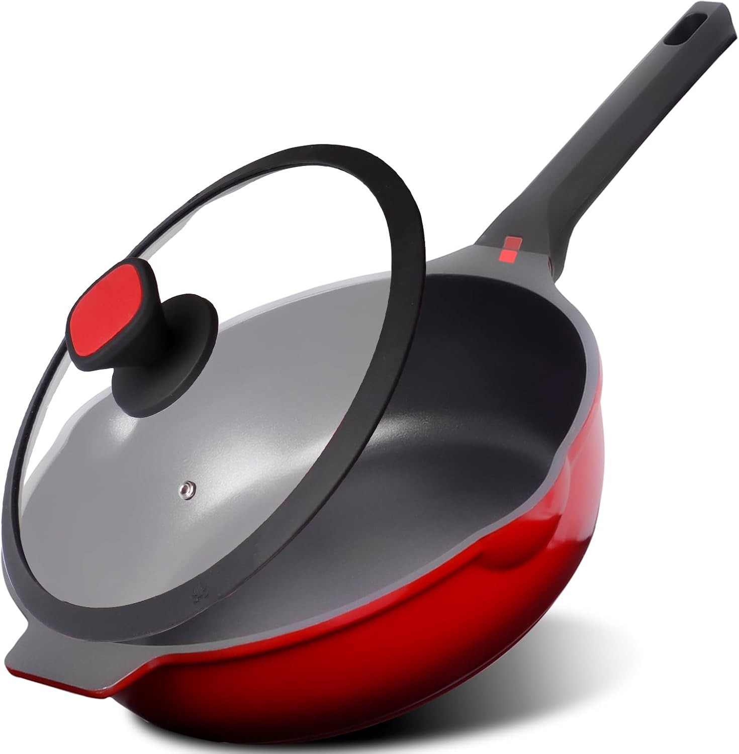 Nonstick Deep Frying Pan Skillet with Lid, 12 inch/ 5.5 QT Saute Pan with