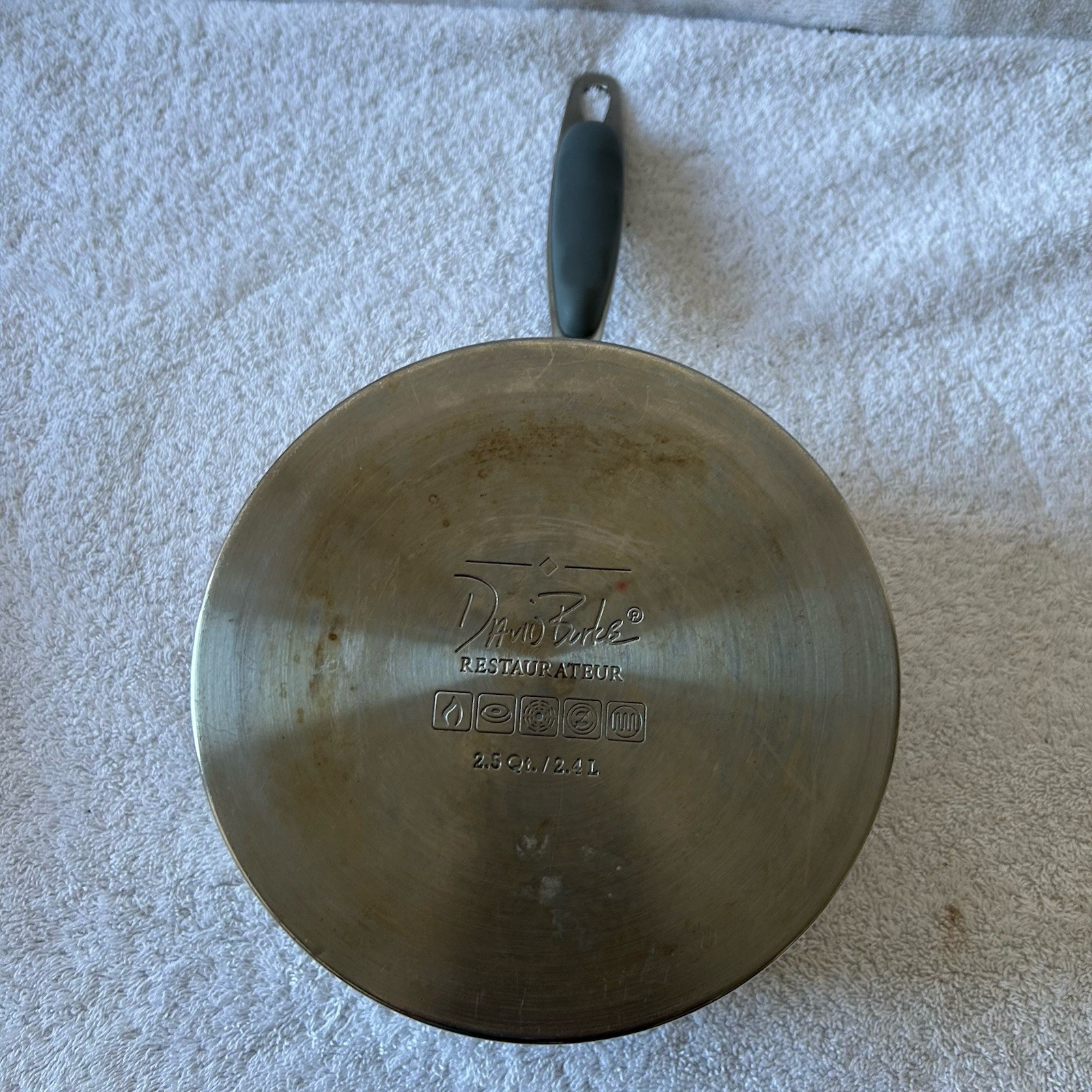 David Burke Heavy Stainless 2.5Qt Sauce Pan Pot With Strainer Lid