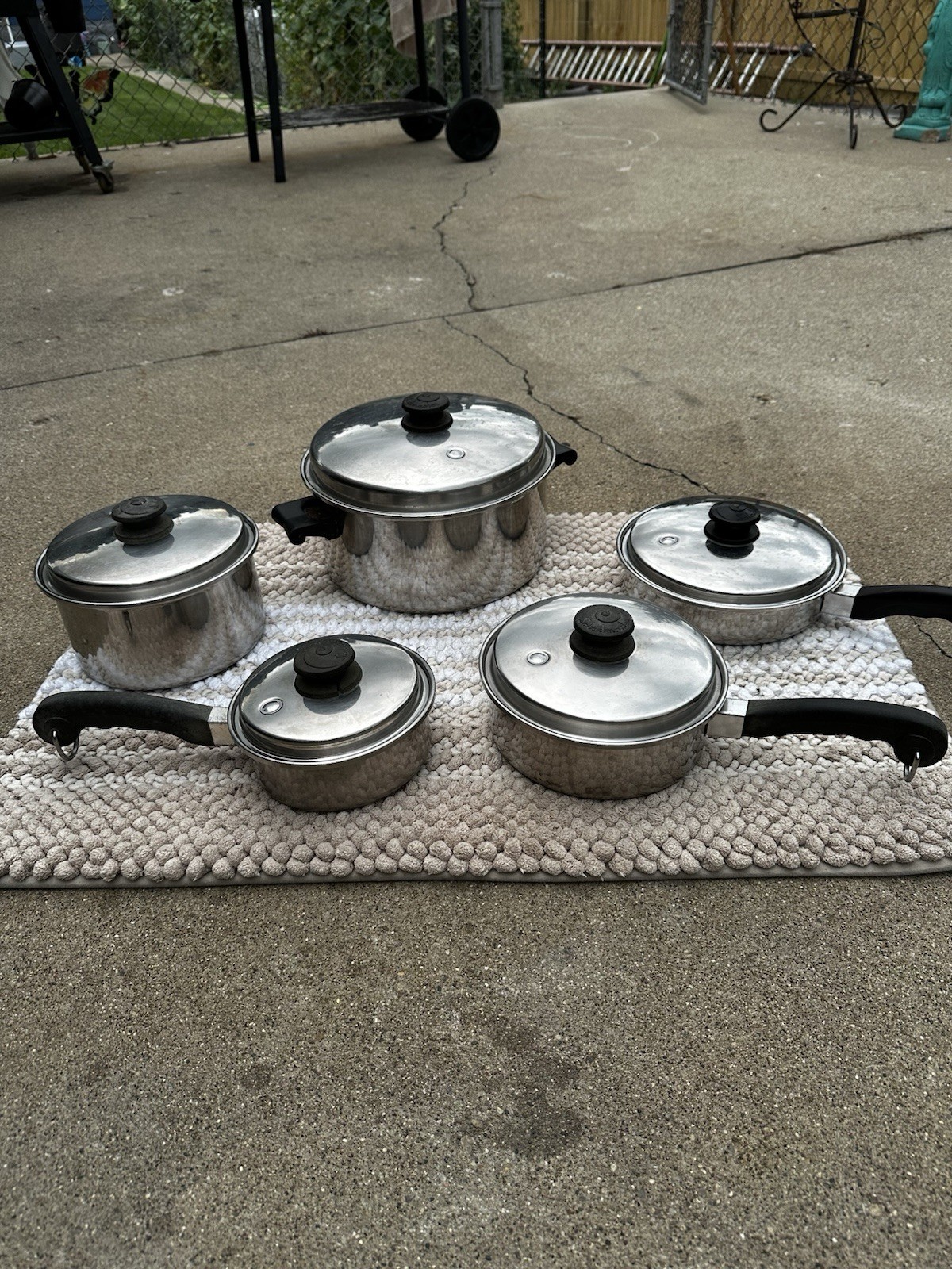 Salad Master Classic 5-Piece Stainless Steel Pan Set w/ Lids, Silver/Black