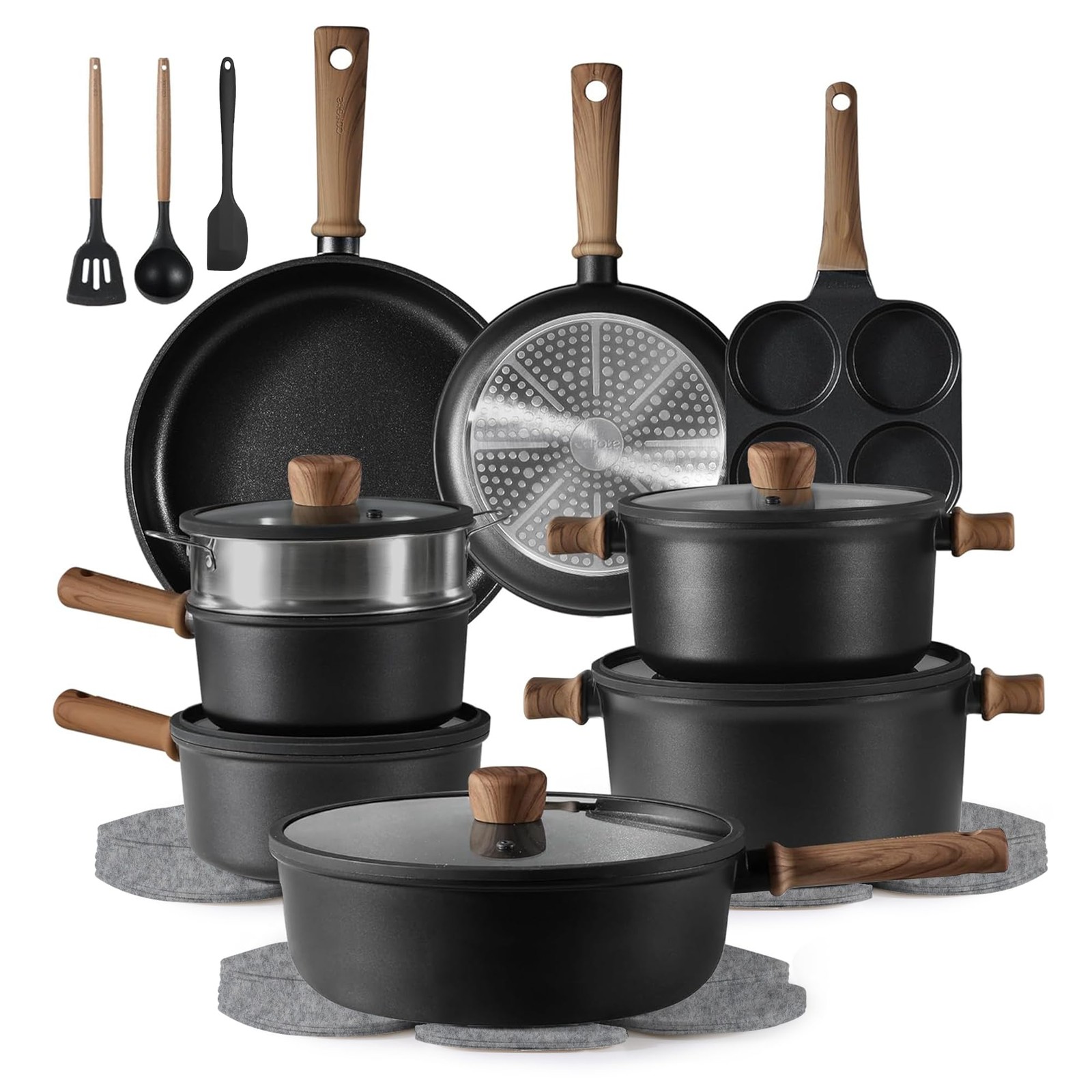 24pcs Nonstick Kitchen Titanium Cookware Sets, Non Stick Pots And Pans Set