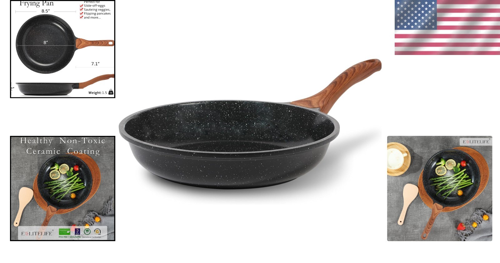 Durable 8-Inch Non-Toxic Ceramic Frying Pan with Bakelite Handle – Easy to Clean