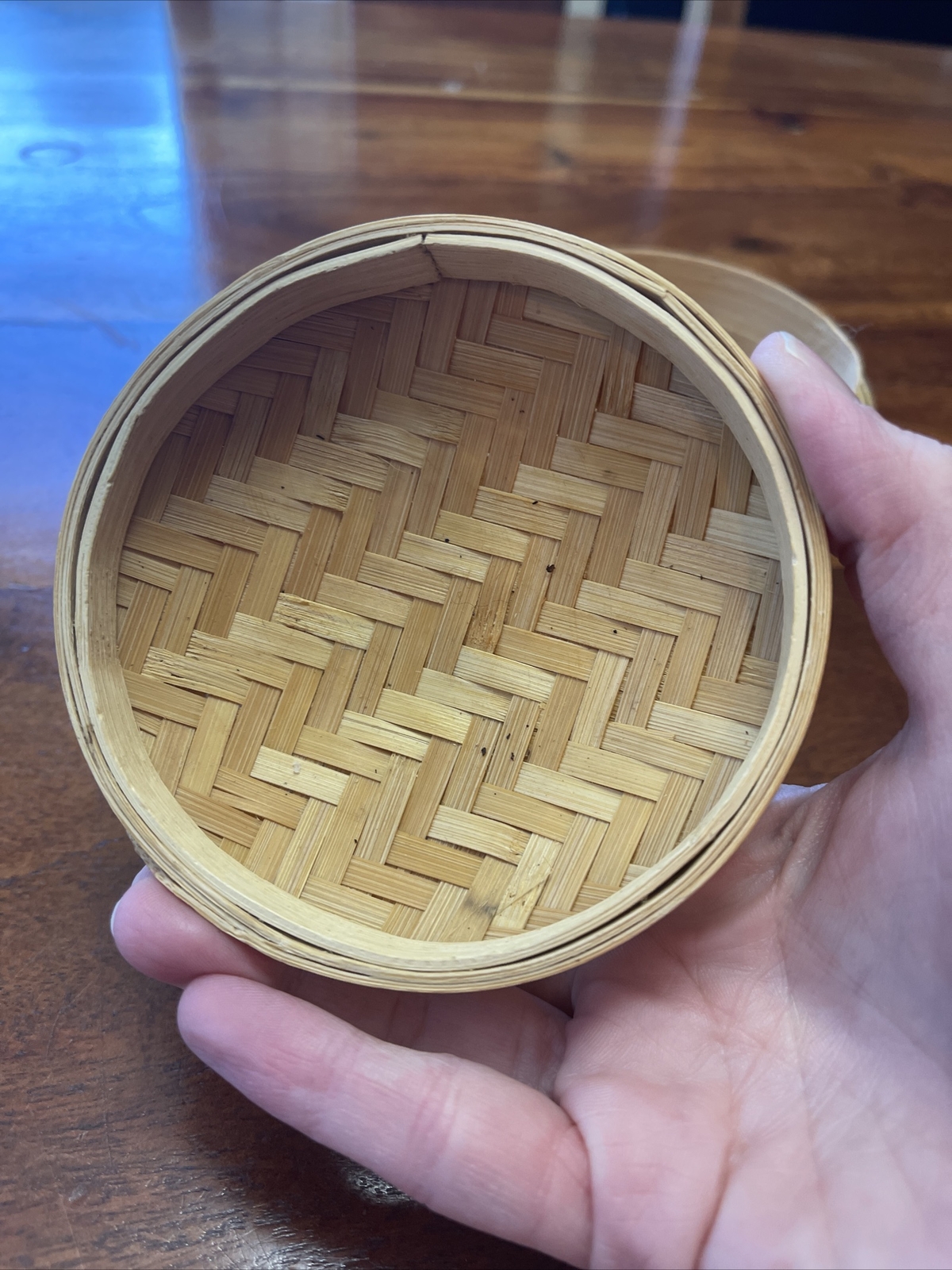 Vintage Individual Bamboo Steamer Asian Cooking 4” Diameter (TD)