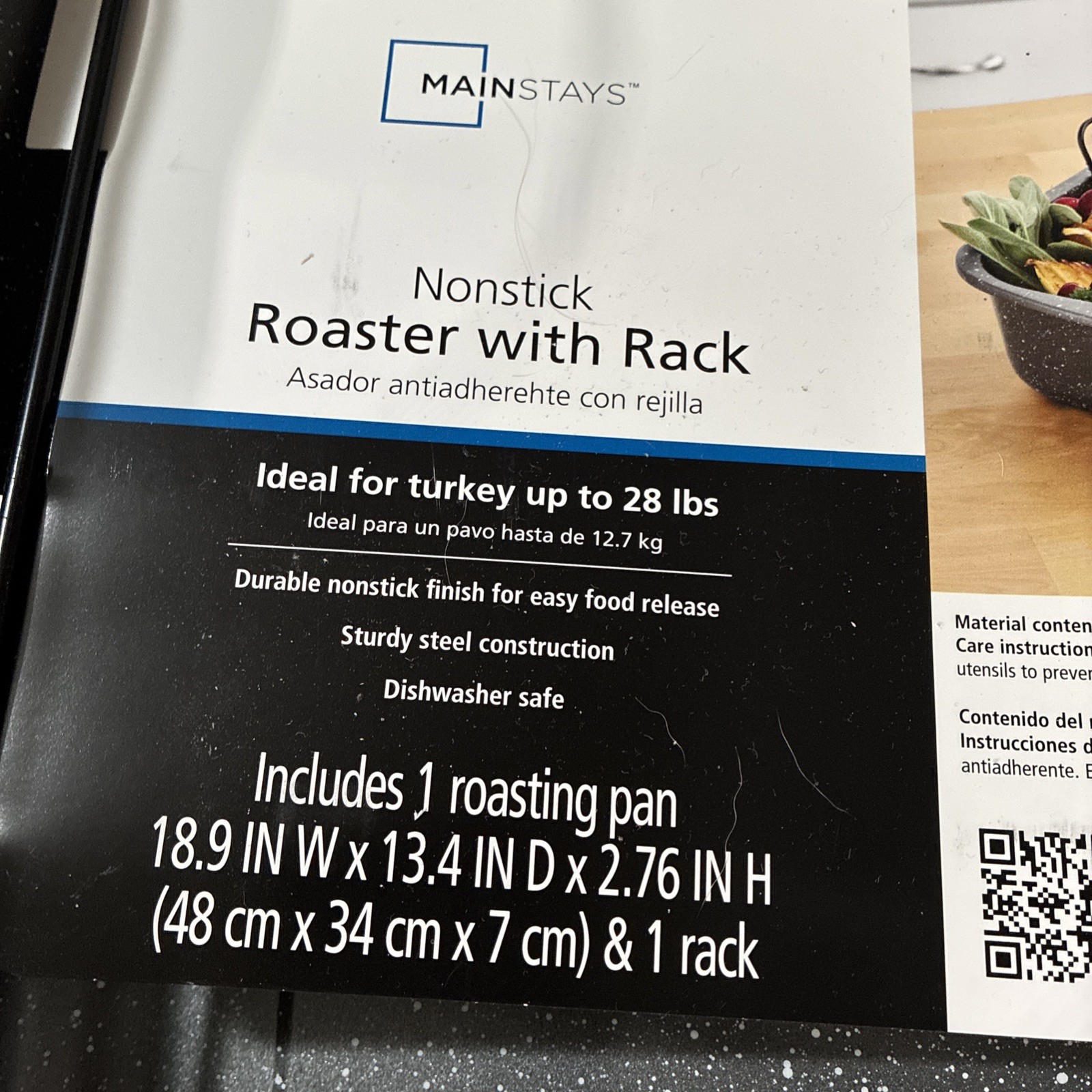 Mainstays Rectangle 18.9″ Non-Stick Dark Grey With Speckle Roaster With Rack