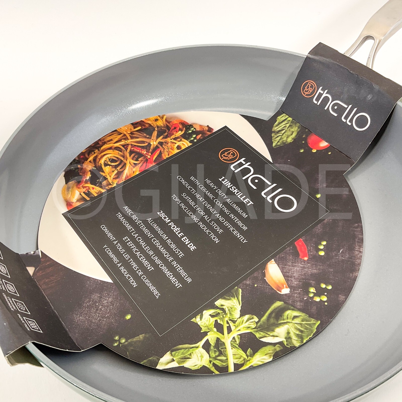 Othello Healthy Ceramic Non-stick 9.5″ Frying Pan Silver Handle New
