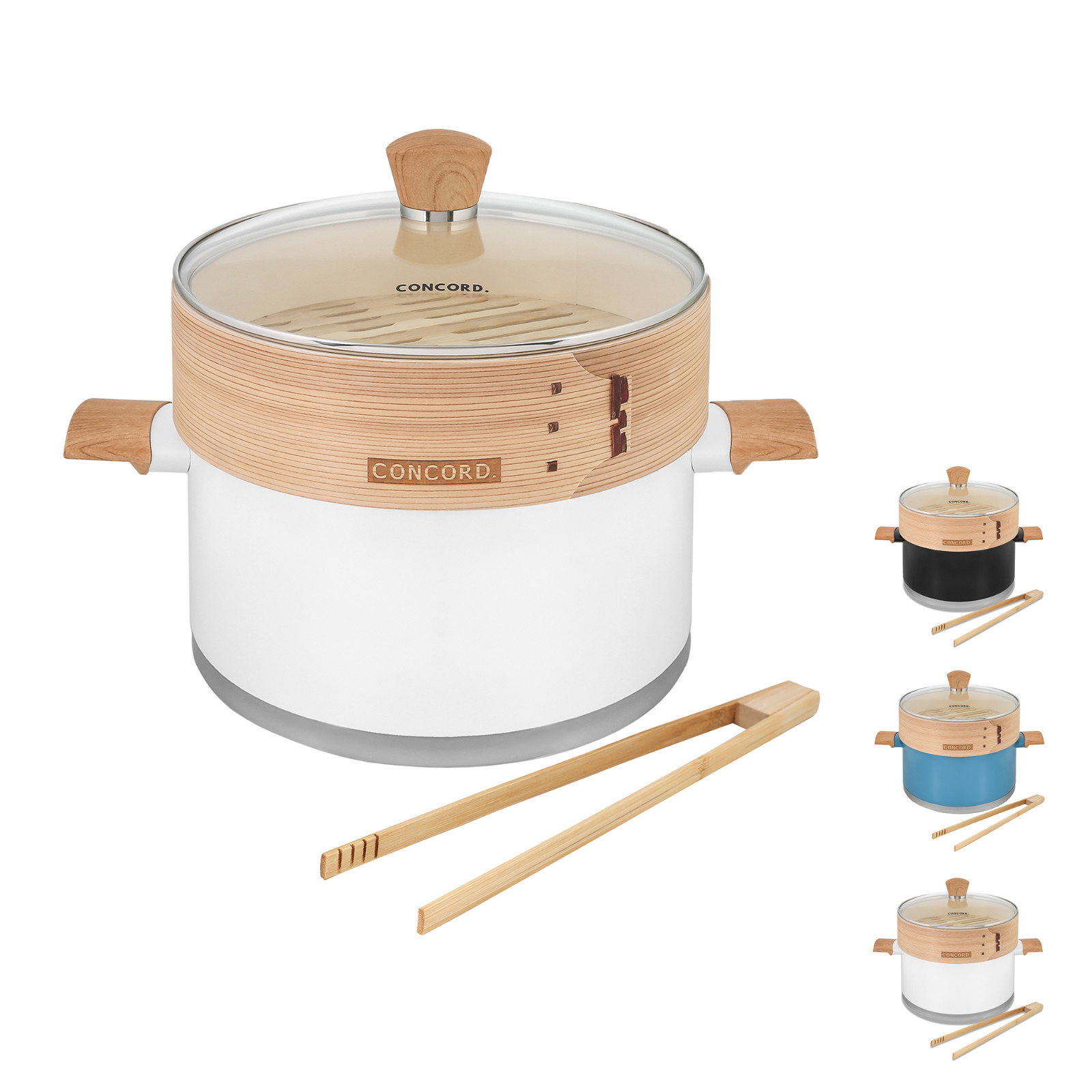 10″ Natural Bamboo Steamer with Stainless Steel Steamer Pot 24 CM