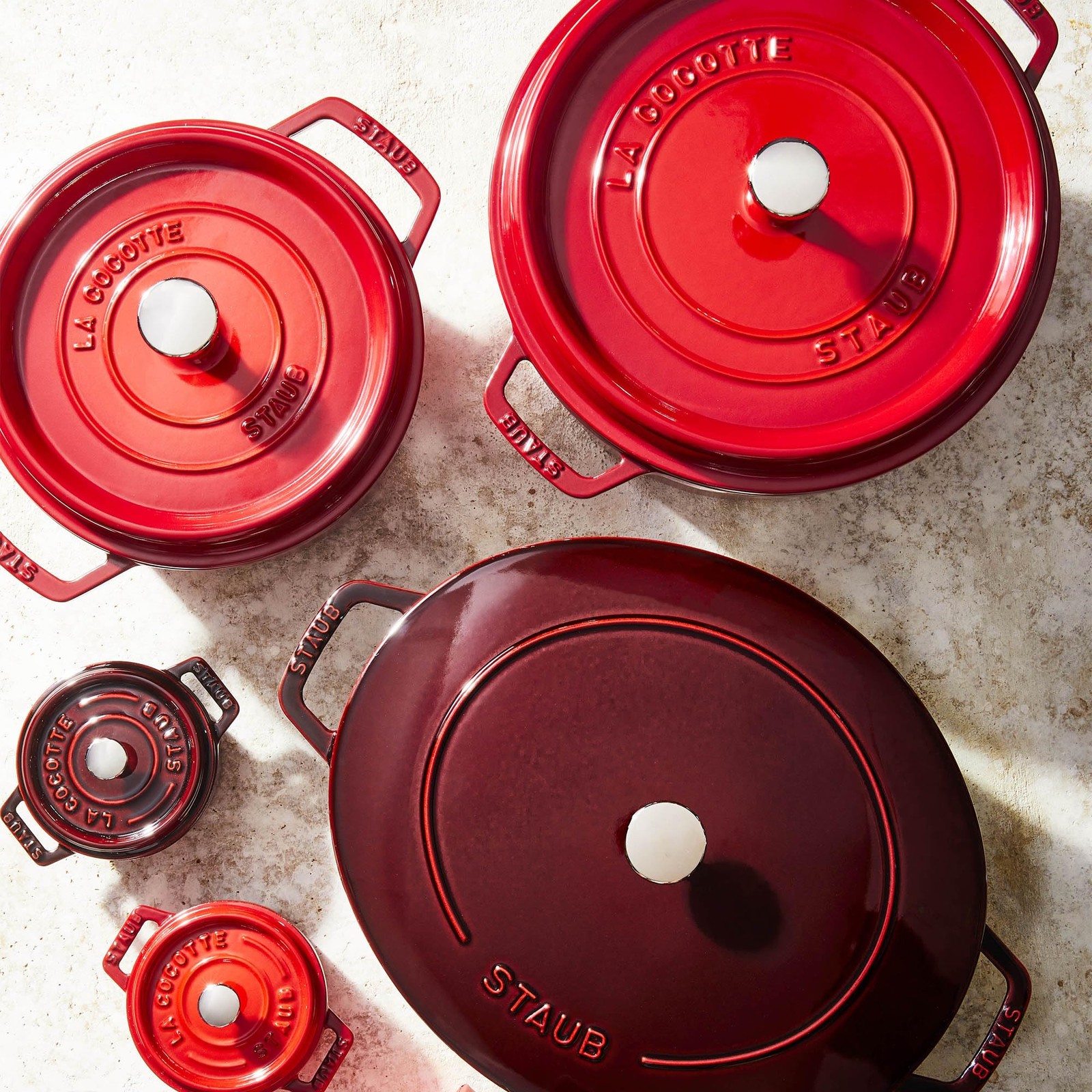 Cast Iron Dutch Oven 4-qt Round Cocotte, Made in France, Serves 3-4, Cherry