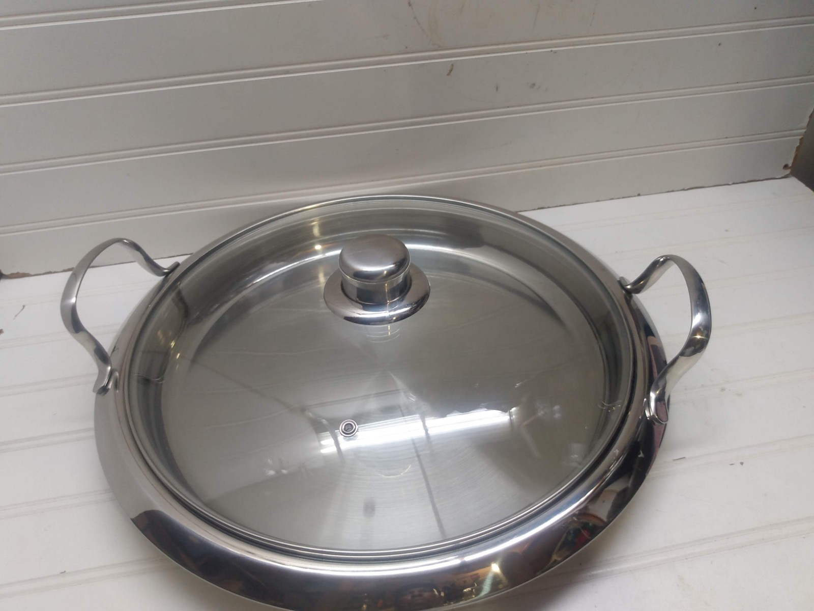 Chef’s Ware Townecraft 12″ Skillet Stainless Frying Pan Serving Dish & Glass Lid