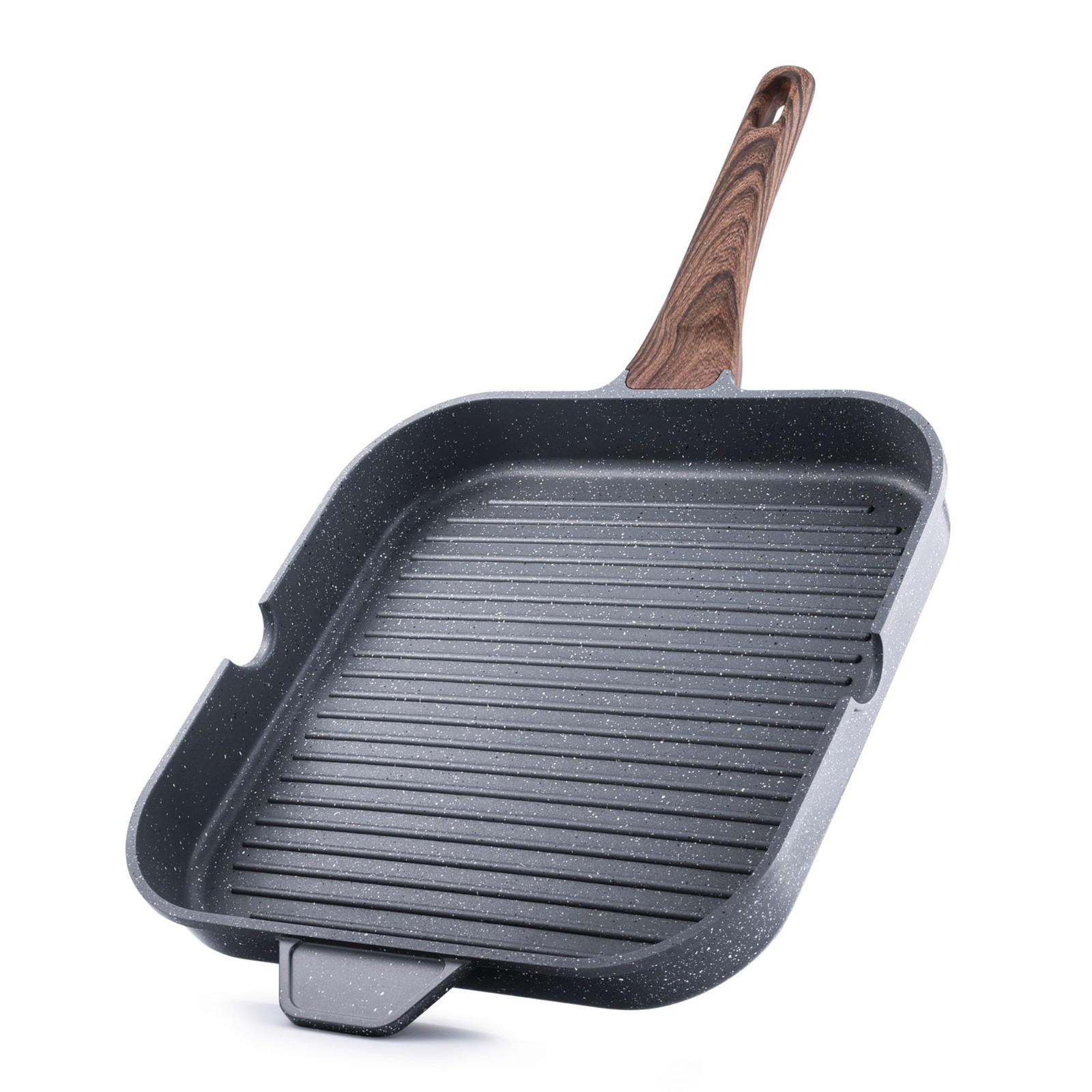 Nonstick Grill Pan 12″ for Stove Tops, Versatile Square Griddle with Pour Spouts