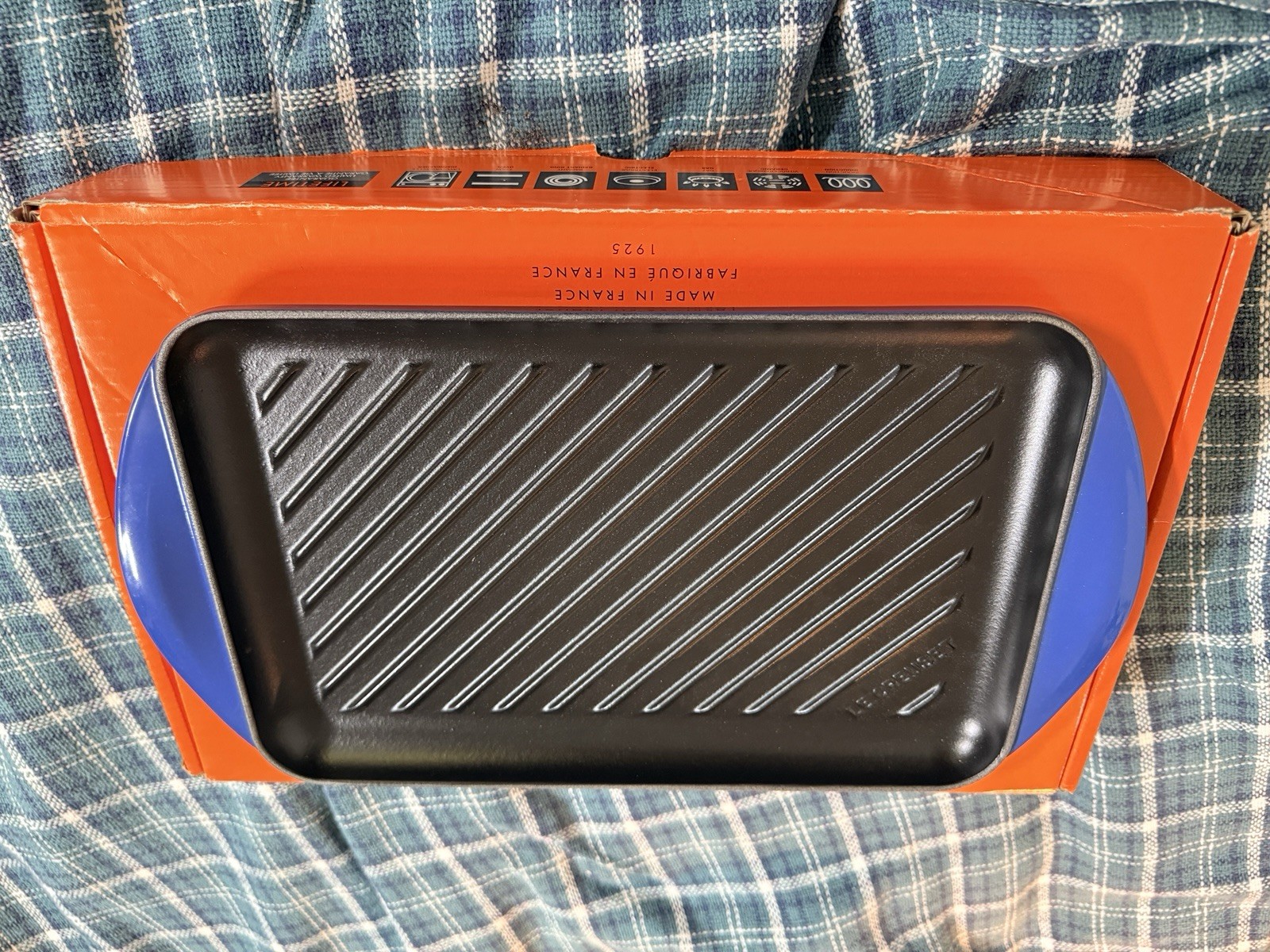 Le Creuset Lapis Blue 32cm Rectangular Skinny Grill Cast Iron New in Box