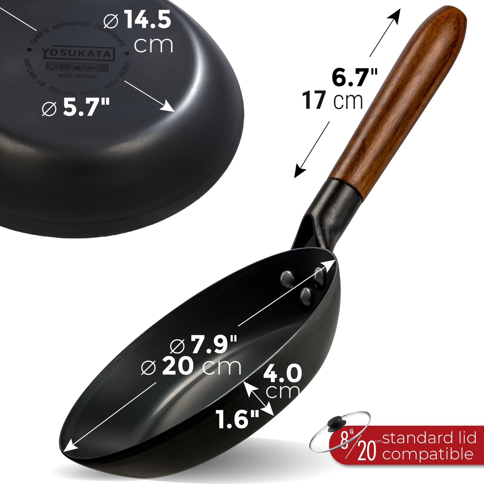 Coatingfree Carbon Steel Pan Durable 7.9 Inch Frying Pan Pans For Cooking Health