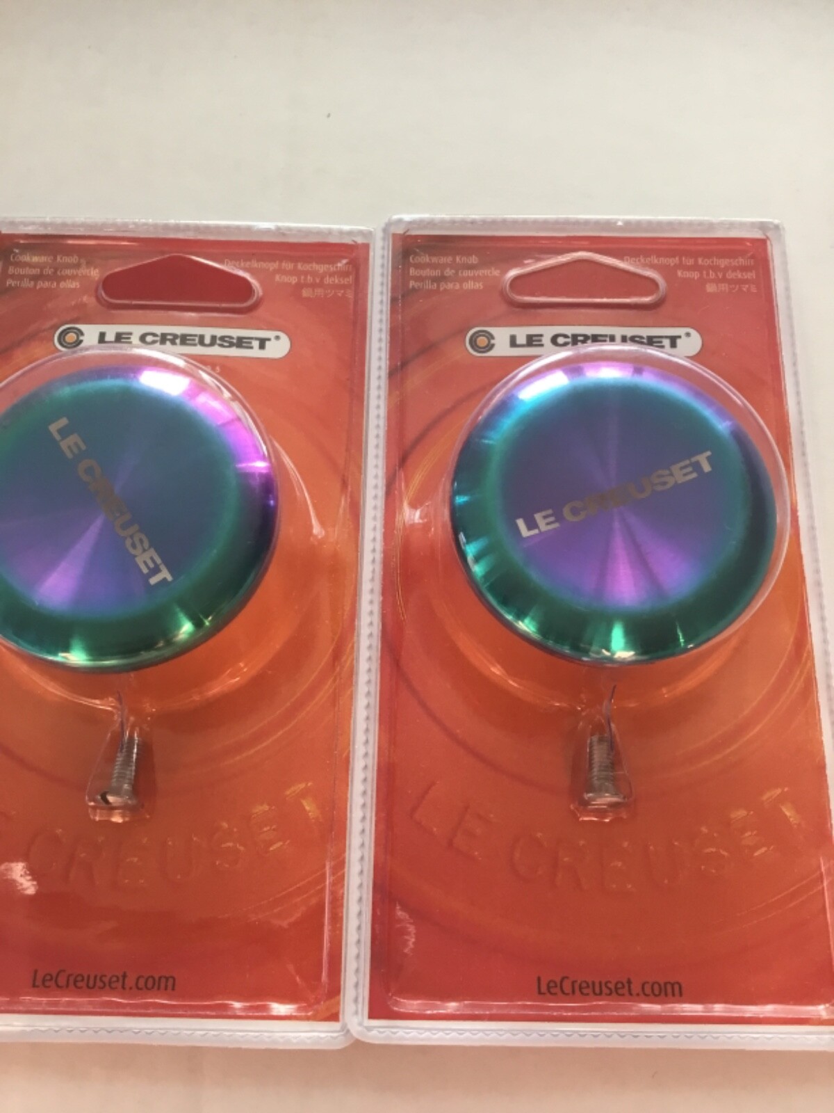 NIP 2 x Le Creuset IRIDESCENT Replacement Knob Largest Size 2.2” Stainless Large