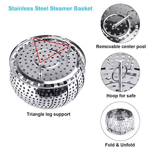Stainless Steel Folding Vegetable Steamer Basket Collapsible Pot Insert Rack