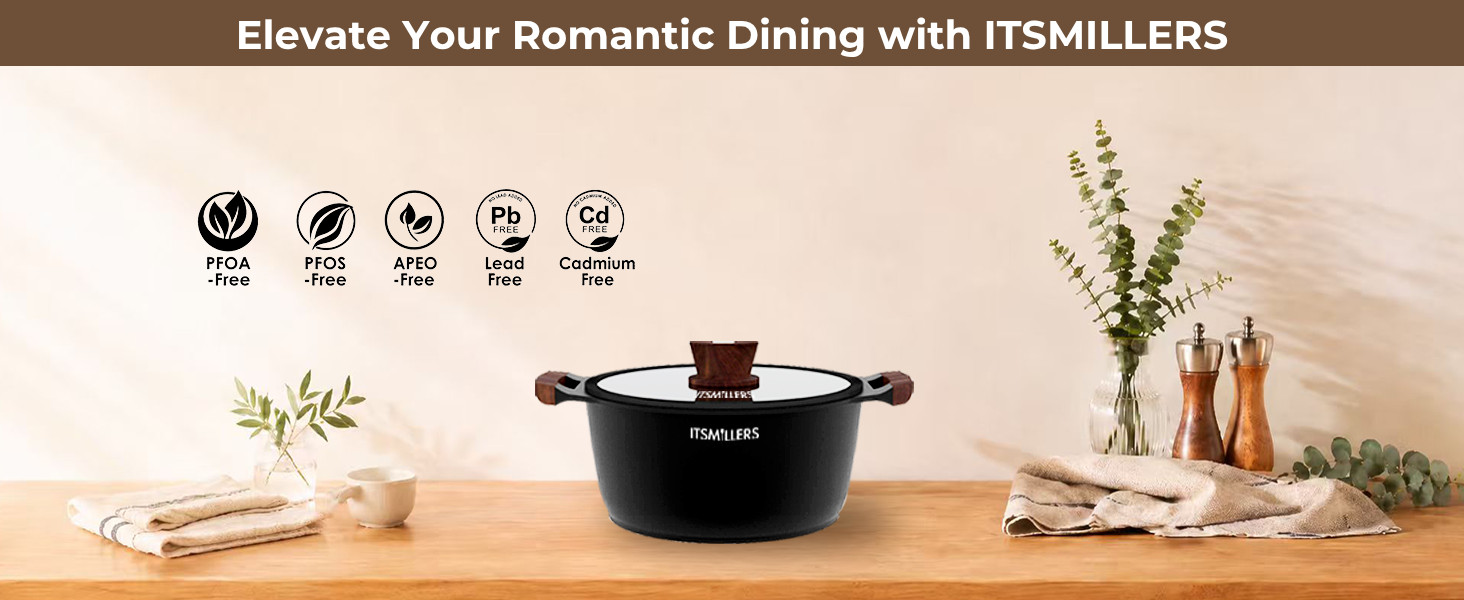 Nonstick Stock Pot, 6.5 Qt Soup Stock Pot with Strainer Lid, Induction Cooking