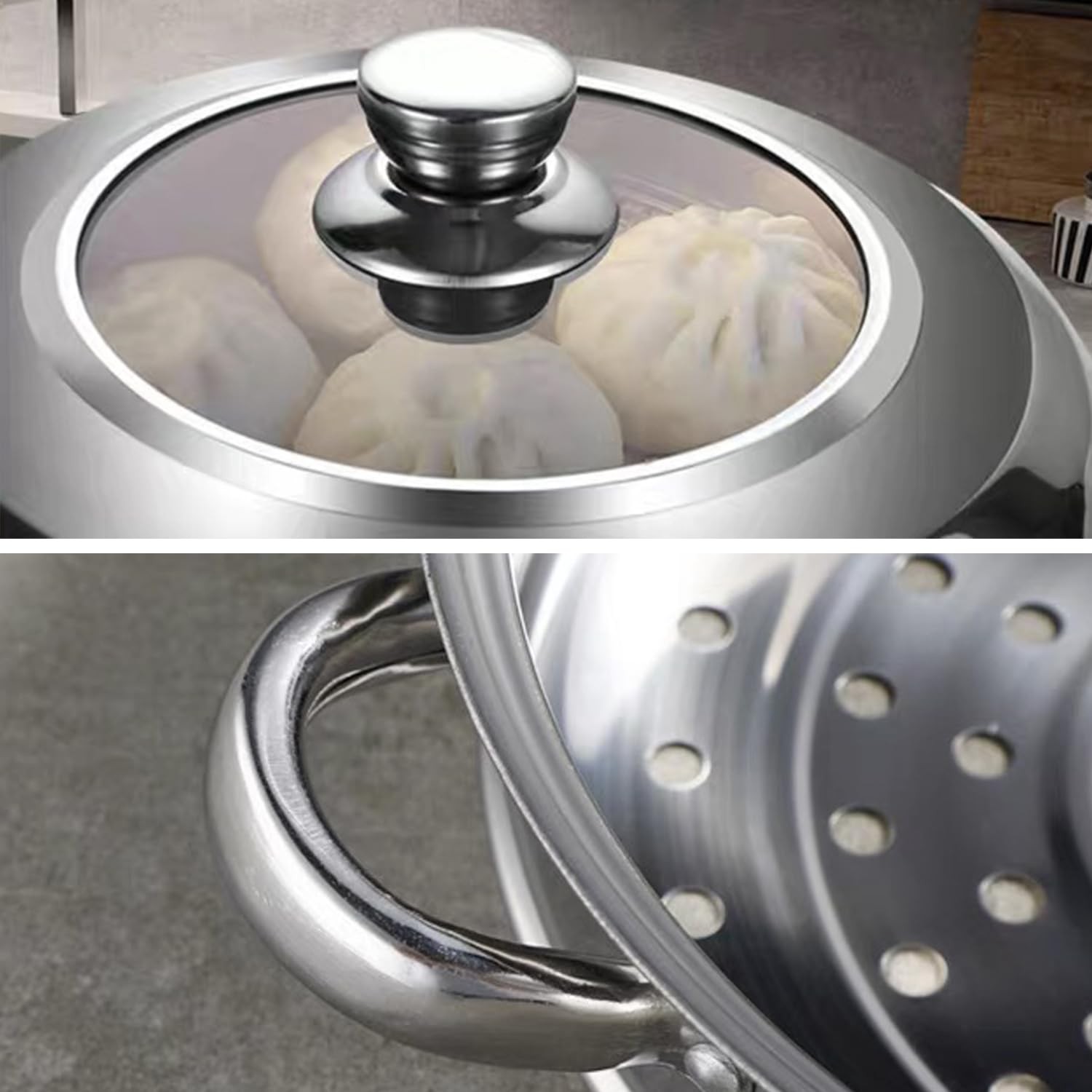 Steamer Pot for Cooking,Stainless Steel Steamer Pot,11 inch Steam Pots with L…