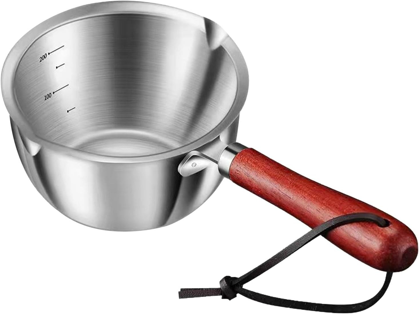 Butter Warmer Pot Stainless Steel Milk Warmer with Wooden Handle for Seafood,