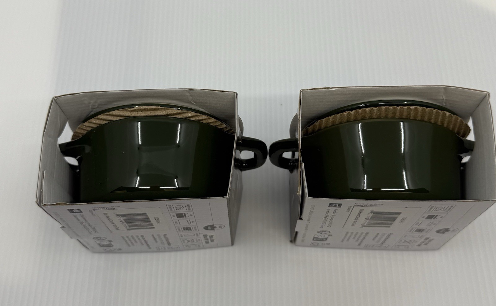 Staub Mini Cocotte Basil Green Ceramic Set of 2, 10cm, Dishwasher Safe