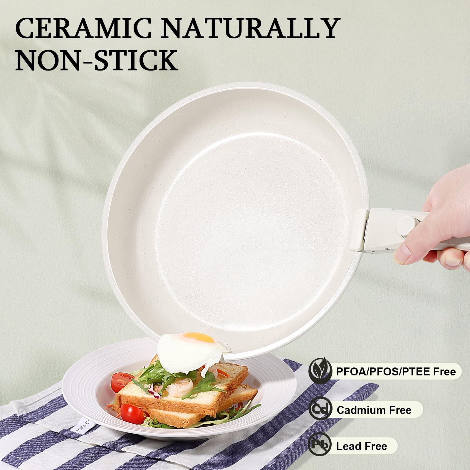 Non Stick Frying Pans Set Removable Handle, Oven Safe Nonstick Fry Pan Skille…