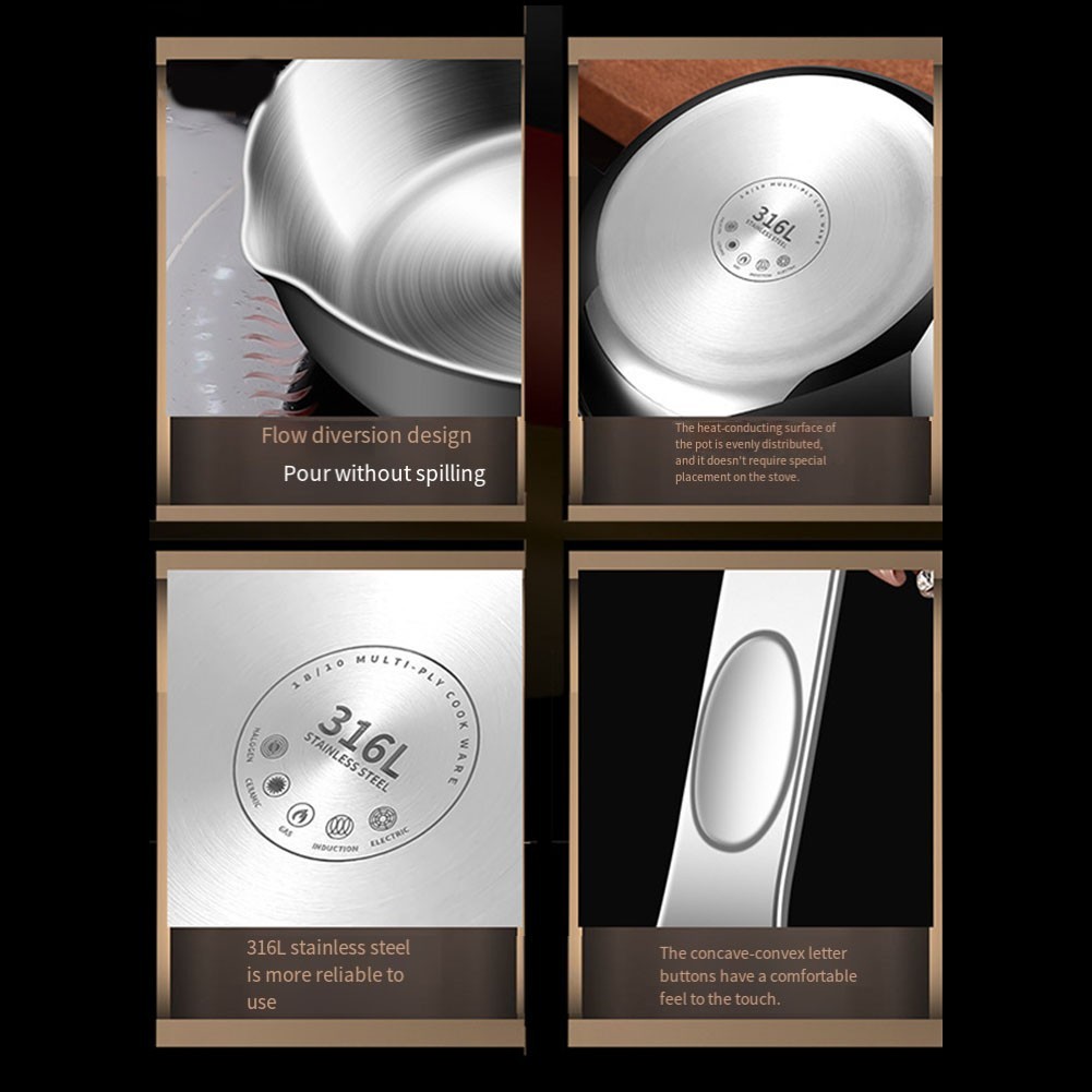 Compact Cooking Pan 316 Stainless Steel for Single Servings and Sauces