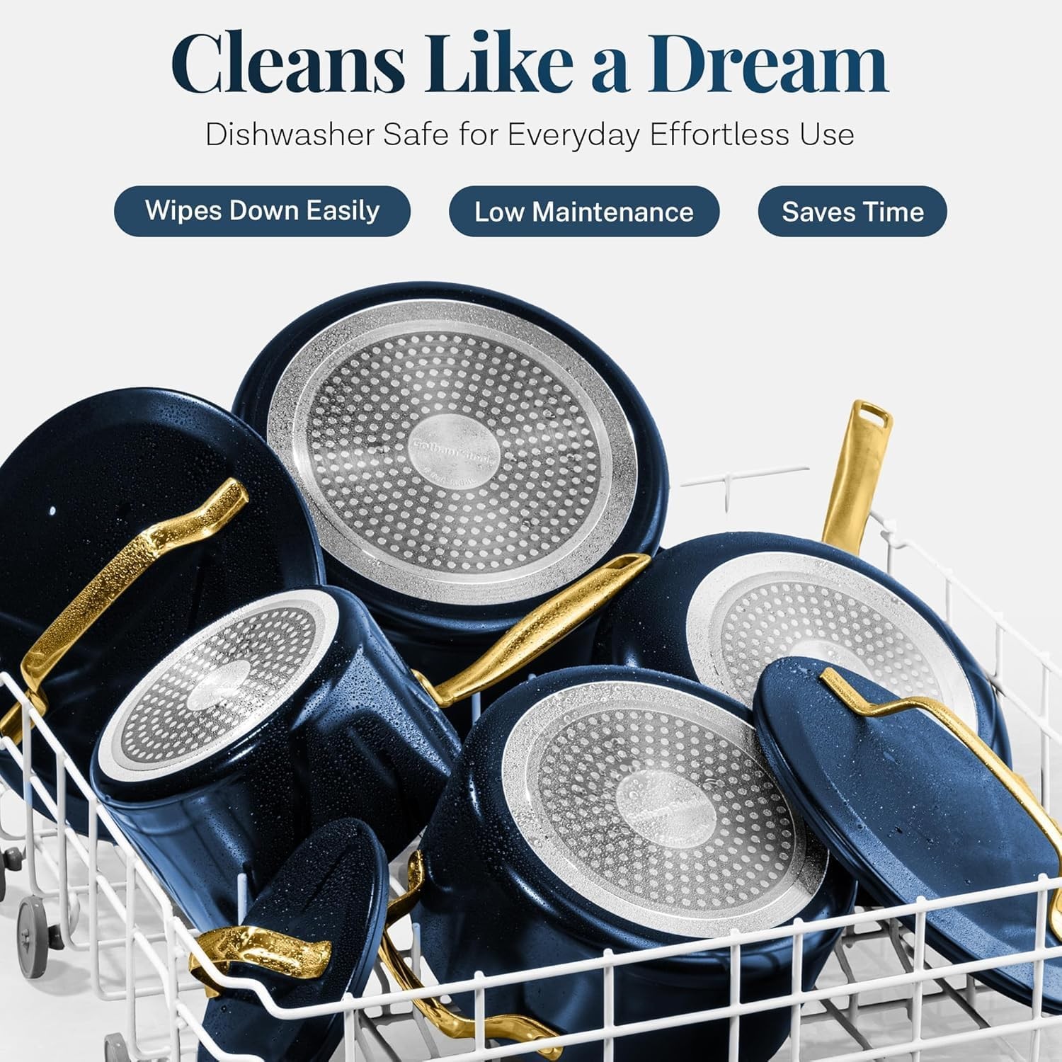 Gotham Steel Modern 11 Pc Ceramic Cookware Set, Elegantly Designed Pots and Pans