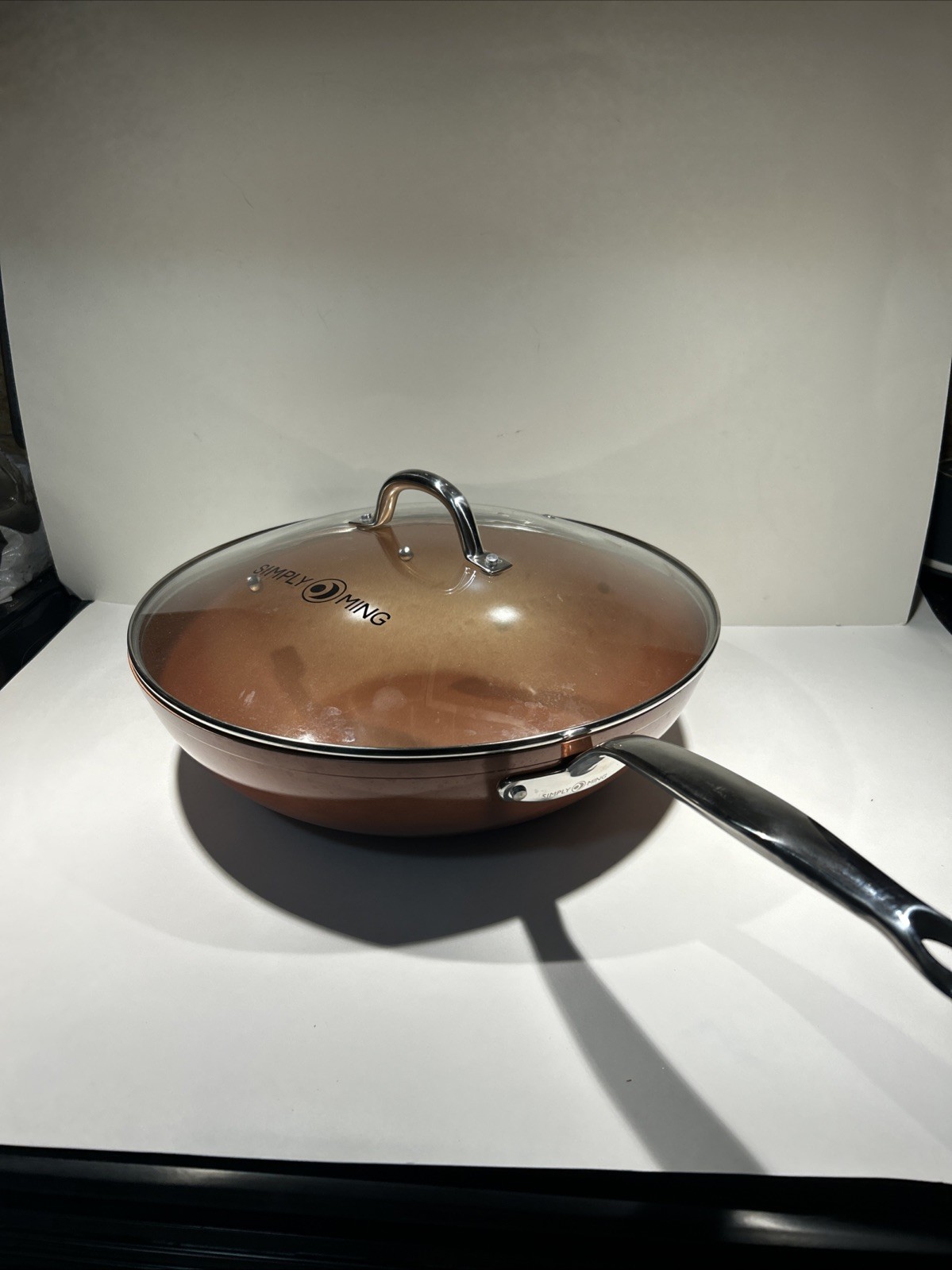 Simply Ming Copper Wok Large 13.5″ nonstick wok w/copper exterior w/glass lid