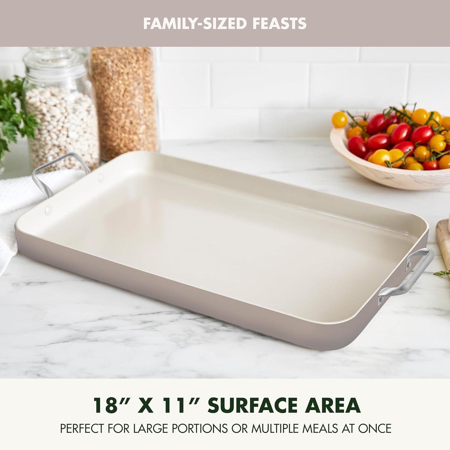 18″ x 11″ Double Burner, Hard Anodized Healthy Ceramic Steel Handles