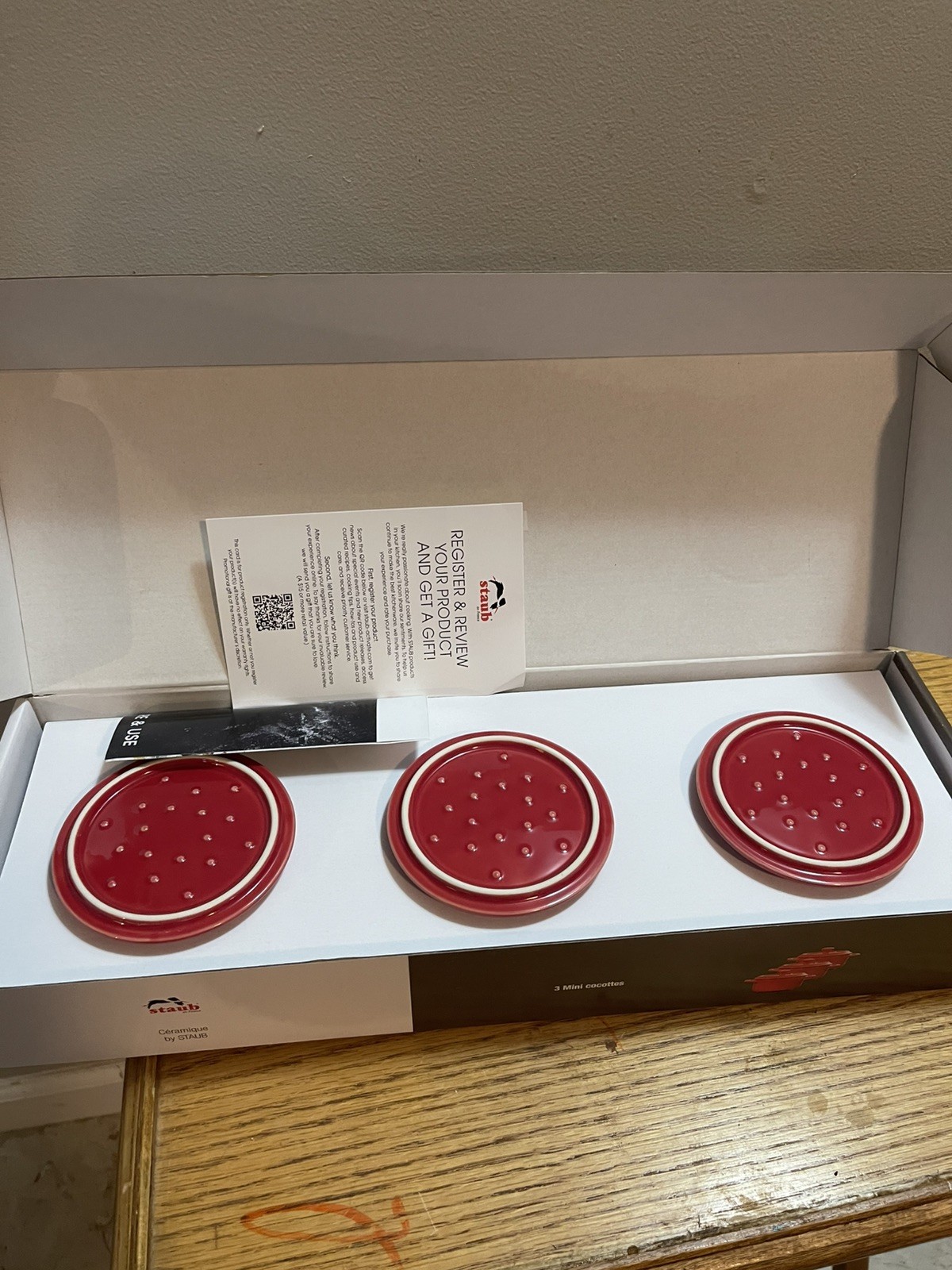 STAUB 6 Mini Cocotte 4″ Ceramique Dutch Crock (2 Sets Of 3!) – New In Open Boxes