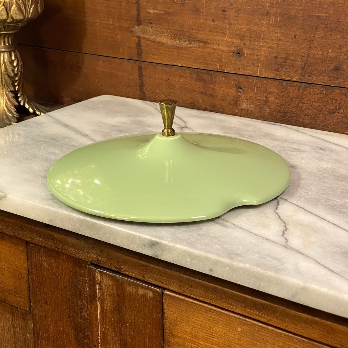 Vintage Salem Mint Green Ceramic Lid w/ Metal Handle Replacement
