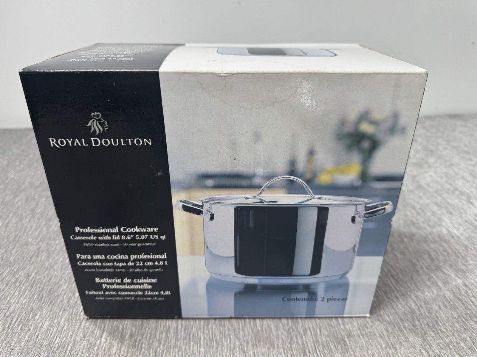 Royal Doulton Professional Cookware Casserole w Lid 5qt Stainless Unused READ