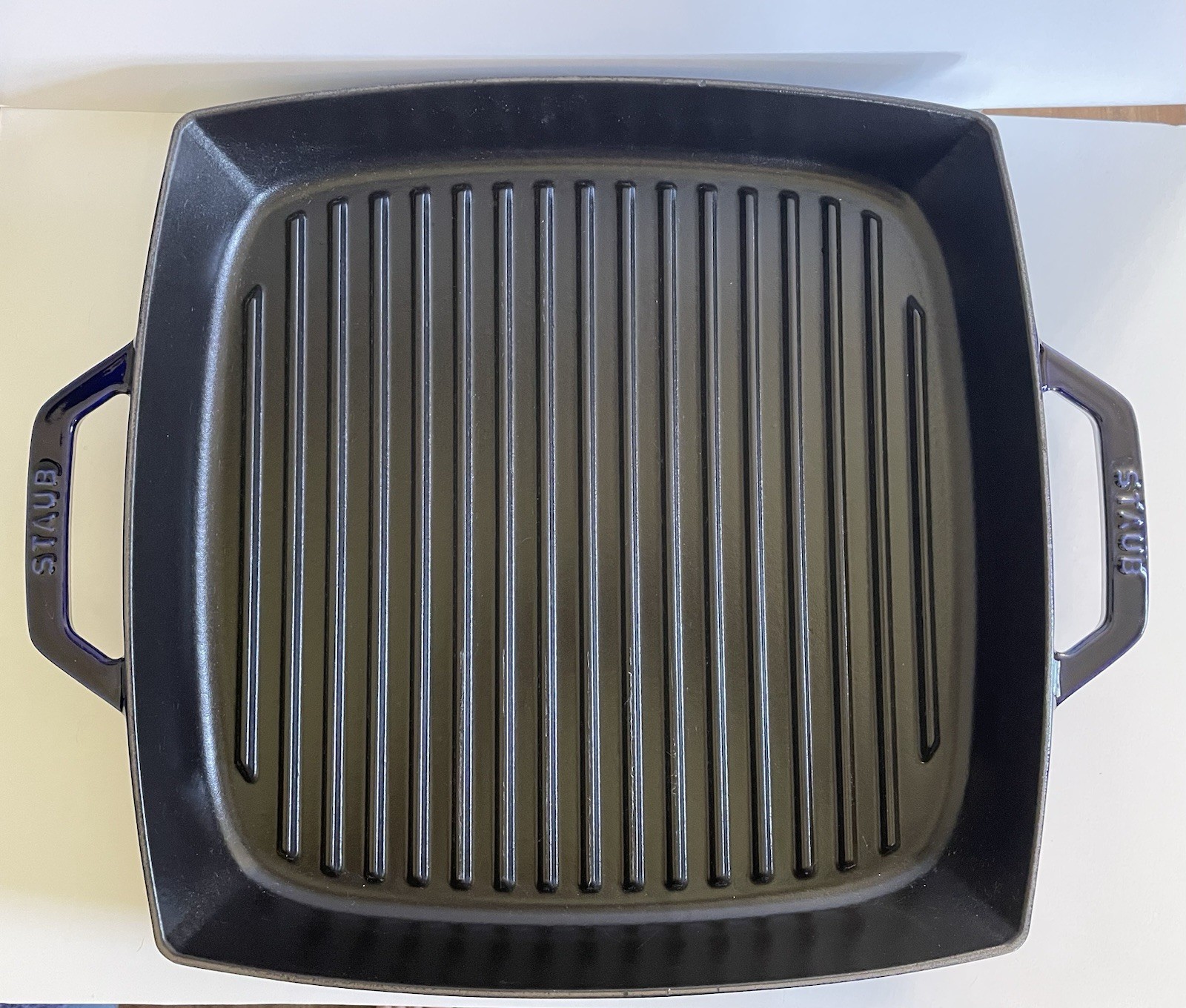STAUB Square Grill Pan 33 CM 13” Dark Blue Sapphire Enamel Cast Iron FRANCE