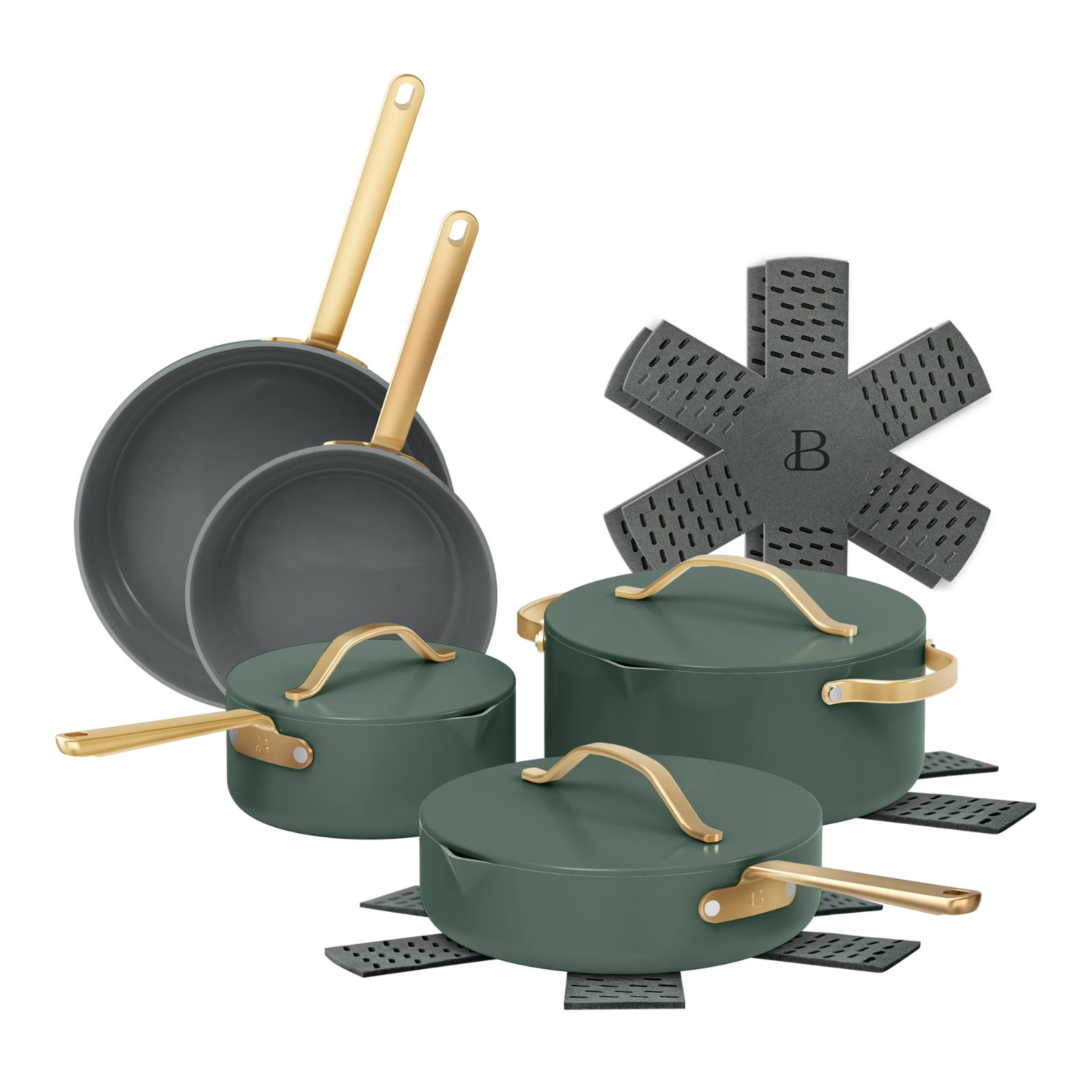 Beautiful 12pcs Ceramic Non-Stick Cookware Set, Pots and Pans by Drew Barrymore