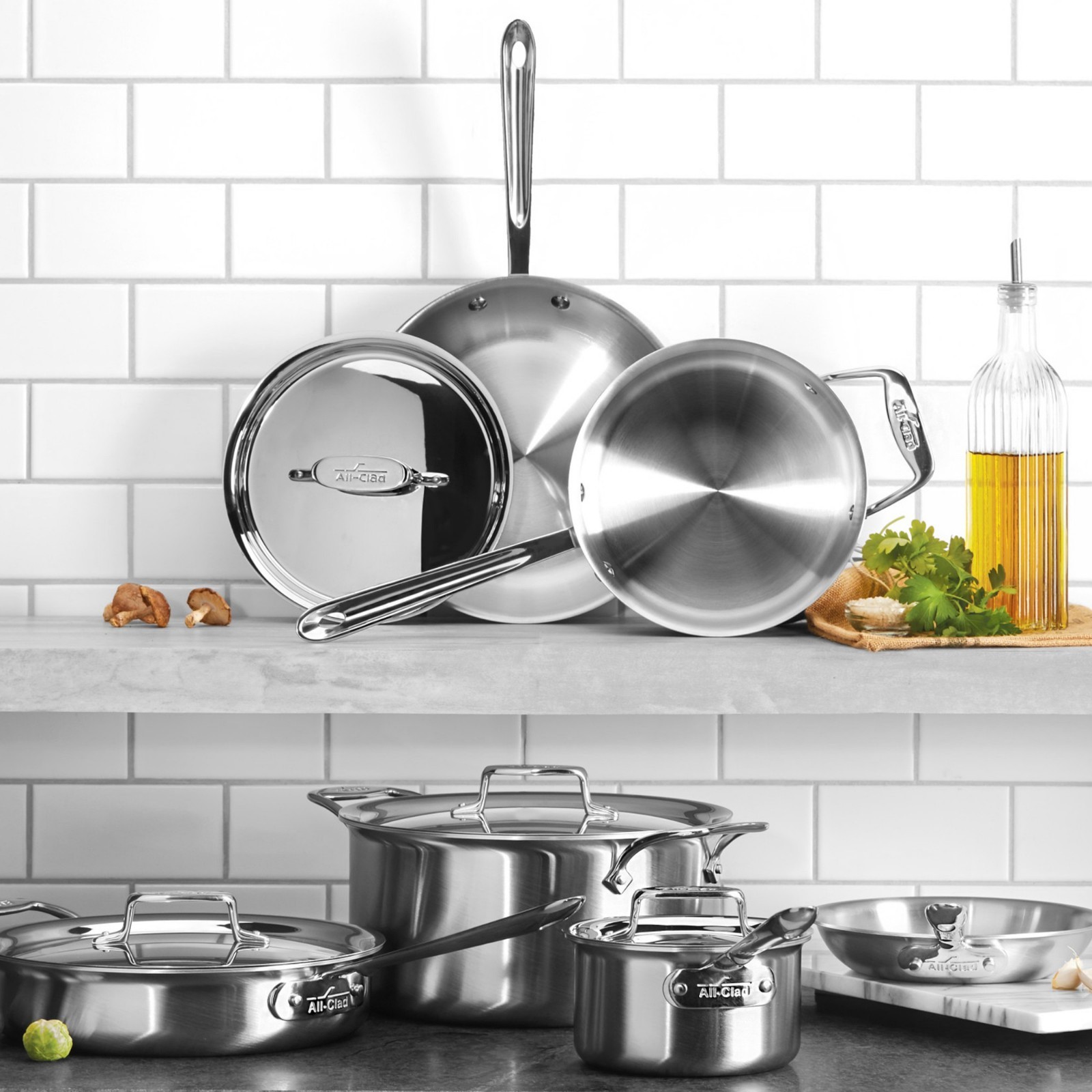 All-Clad D5® Brushed Stainless-Steel 10-Piece Cookware Set, Ships Free from USA
