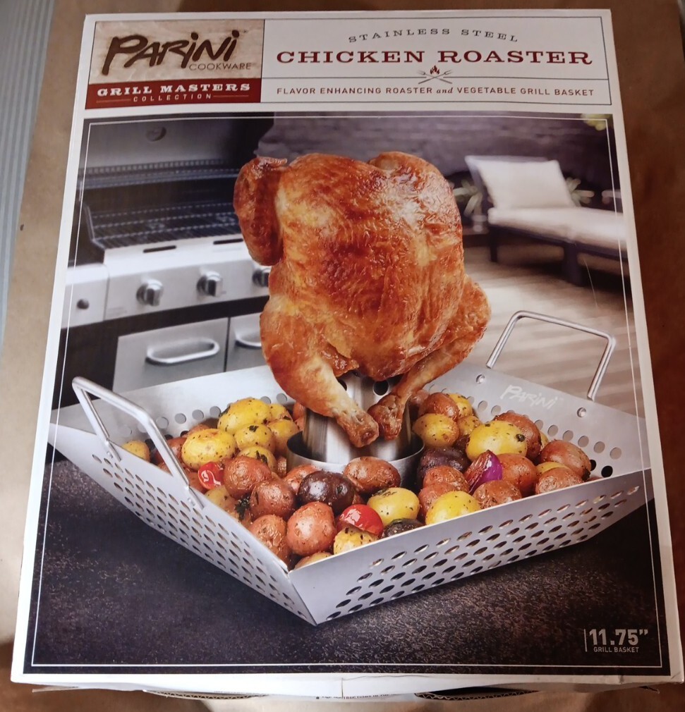 New Parini Chicken Roaster Stainless Steel Grill Masters Collection Cookware