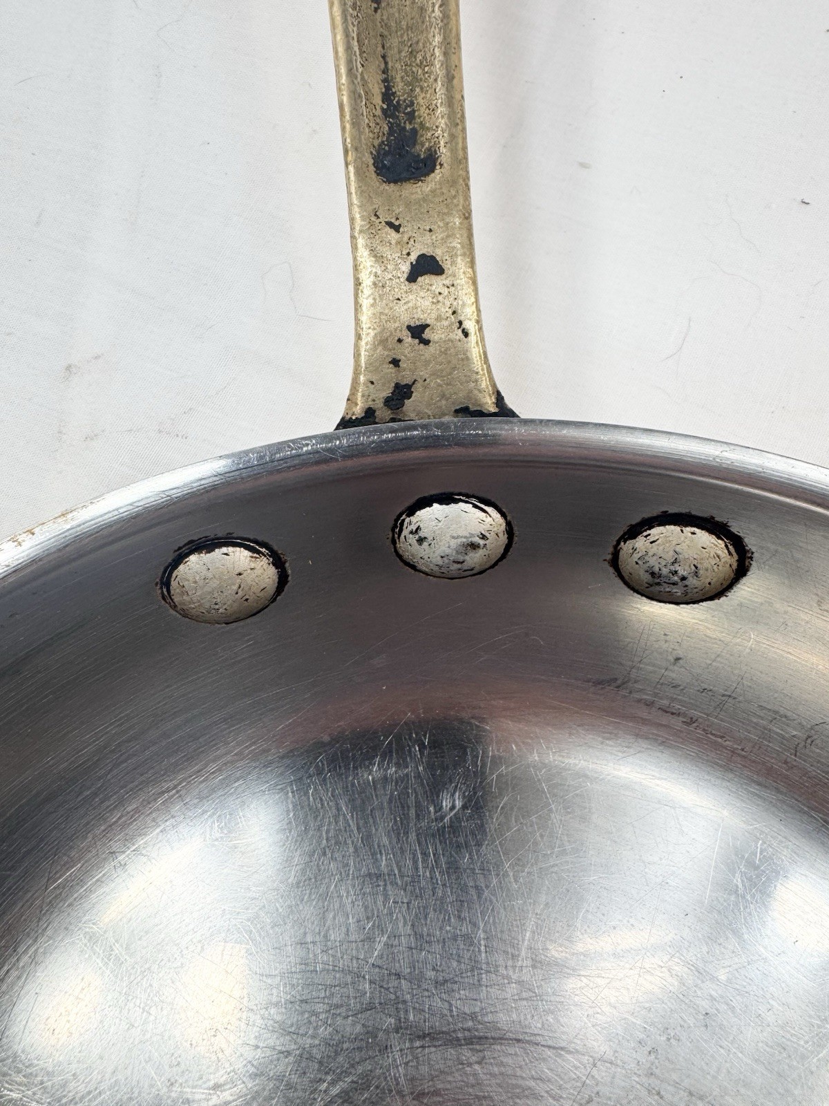 Vtg Cop R Chef 10.5″ Copper Frying Pan Skillet SS Brass USA 2″ high FreShip Read