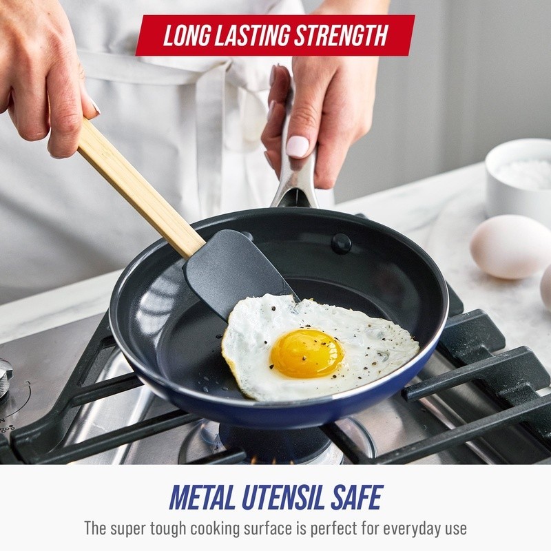 Ceramic Nonstick Fry Pan W/ Spatula Metal Utensil Safe Dishwasher Oven Safe New