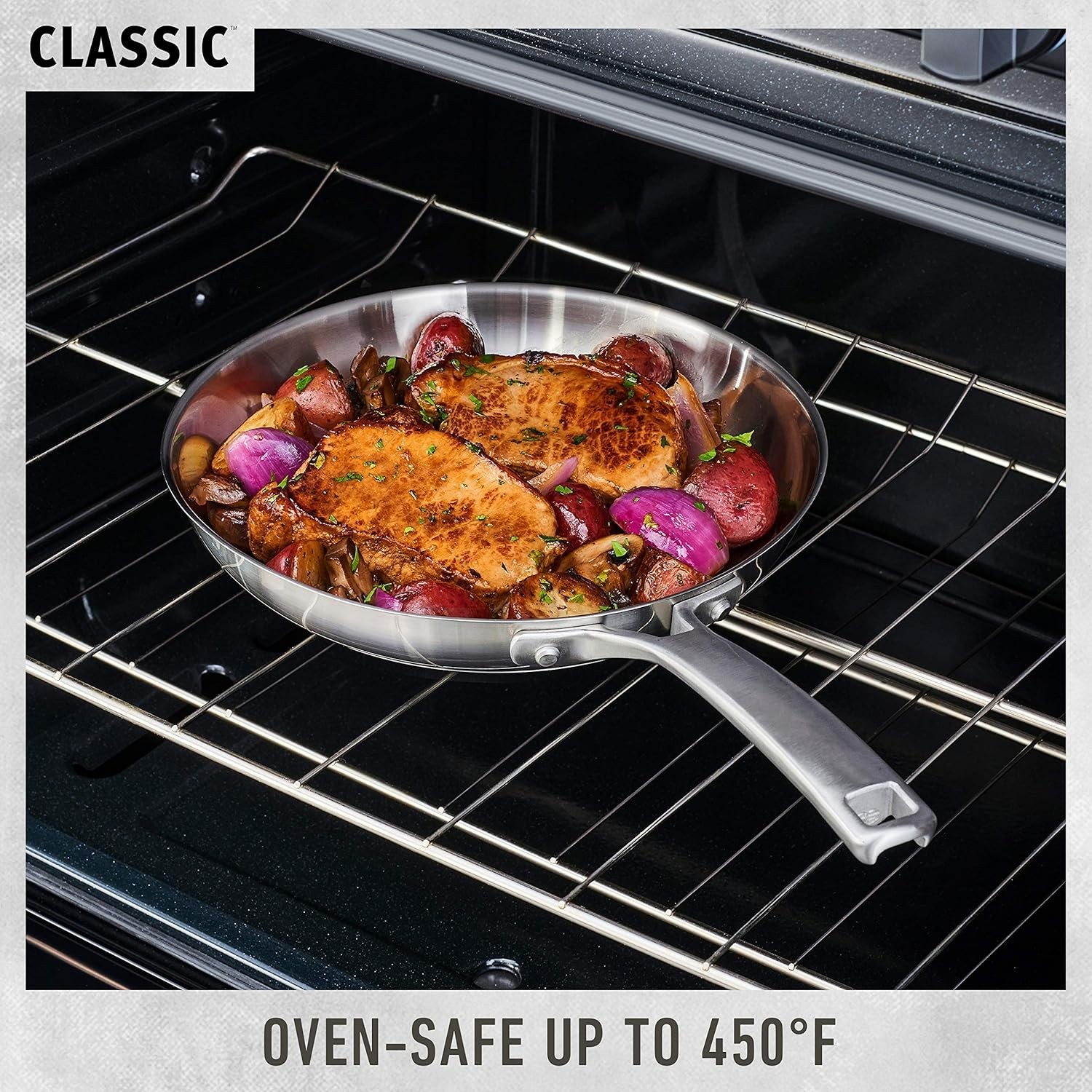 Classic Stainless Steel Cookware Set, Oven Safe 450F, Silver