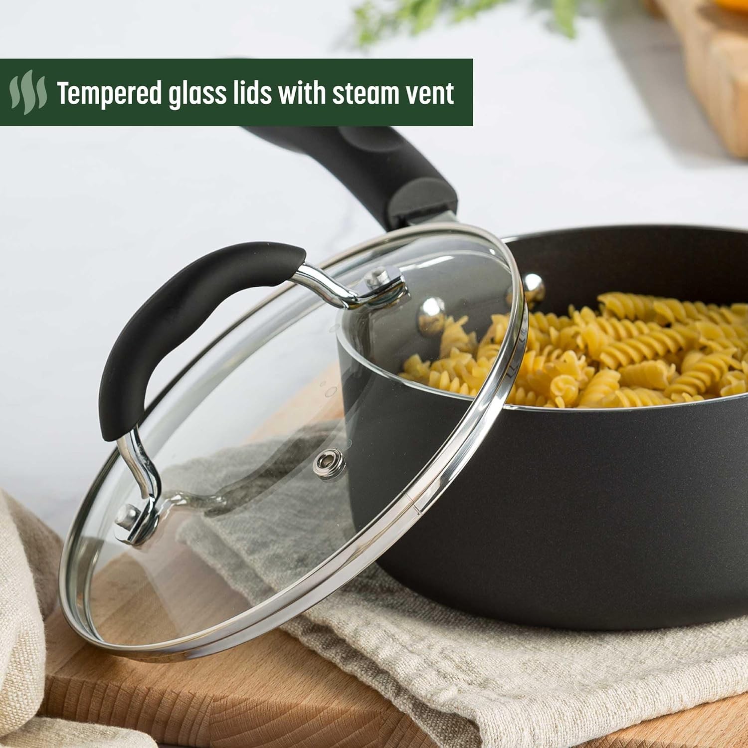 Goodful Ceramic Nonstick Pots and Pans Set, Premium Ceramic Coating Made without
