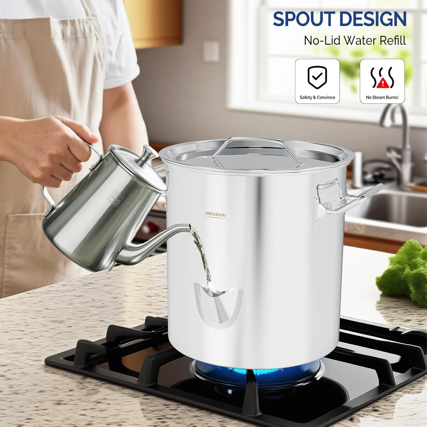 Steamer Pot with Spout and Divider for Tamales Seafood Boil for Family Gathering