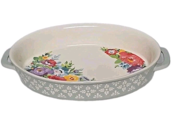 Pioneer Woman ~ SWEET ROMANCE BLOSSOMS ~ 8.75 x 13.25 ~ Oval ~ Stoneware Baker