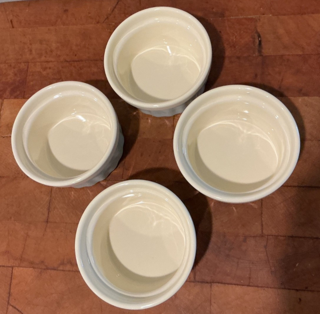 Set of 4 Light Blue & Cream 8 Ounce Ramekins Natural Elements from Kitchen Kraft