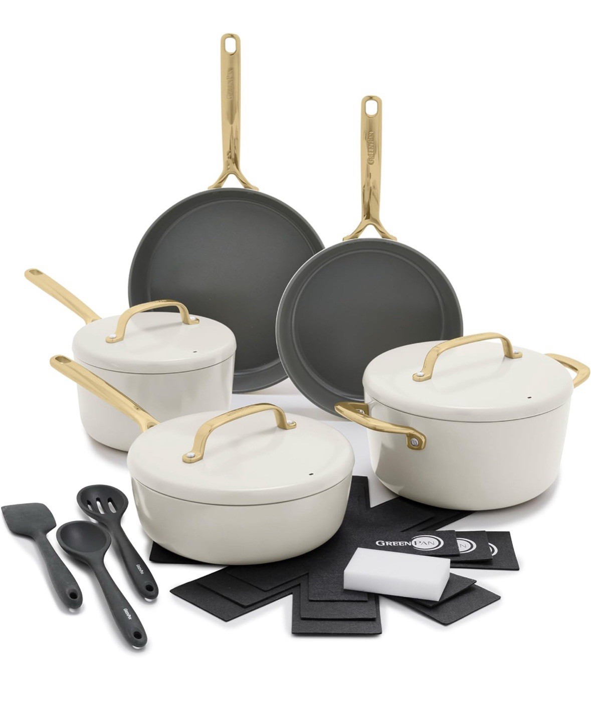 GreenPan GP5 14 Piece Cookware Pots and Pans Set, Hard Anodized Healthy Ceramic