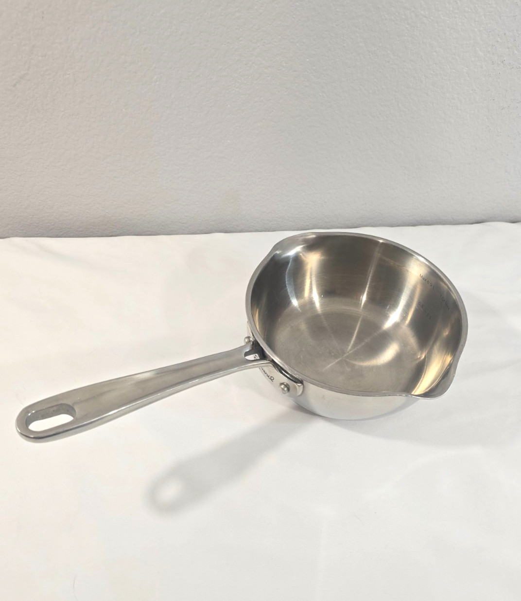 Emeril 1 Qt Stainless Steel Sauce Pan Pour Double Spout Copper Core Used