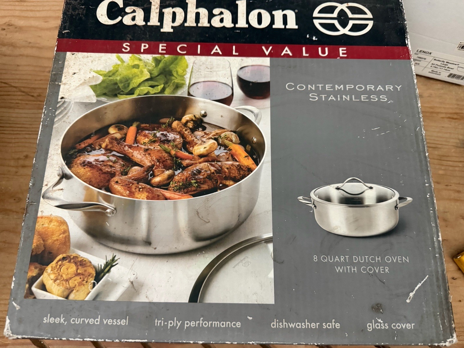 Calphalon 8qt. Dutch Oven With Cover Contemporary Stainless Steel New Old Stock